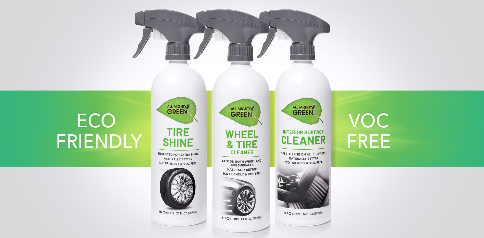 All Mighty Green 24 oz. Automotive Interior Surface CLEANER; Eco-Friendly; VOC Free; Non-Toxic; Trigger Spray Bottle(2-Pack)